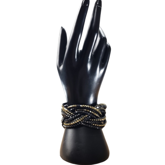 Adjustable Faux Leather Studded Woven Bracelet - Picture 1 of 5